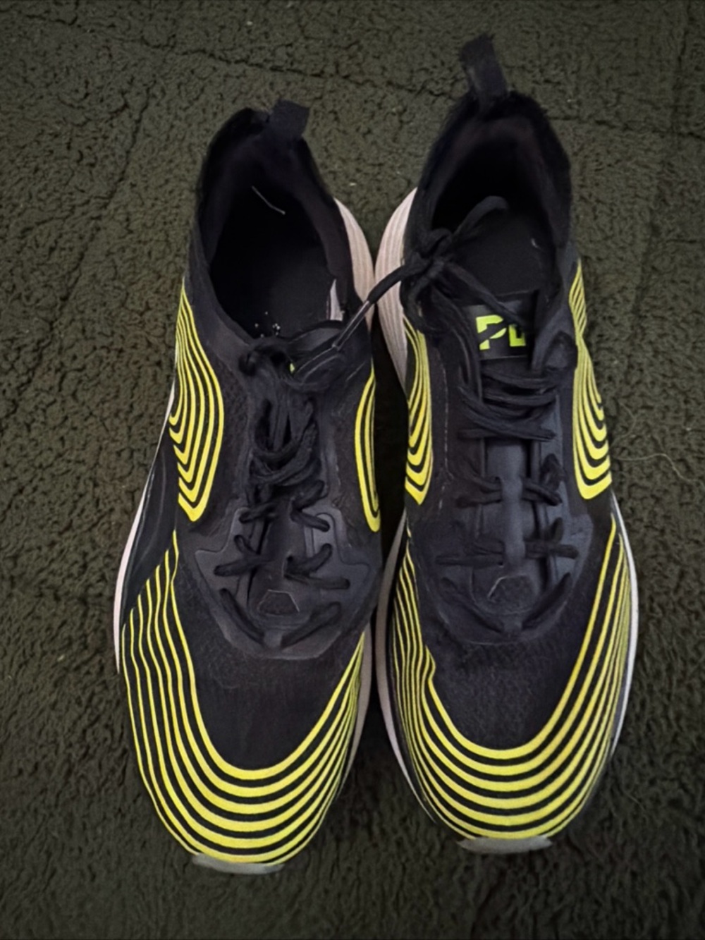 APL Men's Black and Neon Yellow Performance Sneakers
